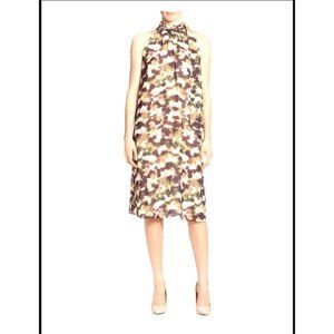 T TAHARI NWT Size 12 Zippered Side Neck Tie Lined Sleeveless Mock Neck D…